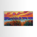 Ocean Sunset, Dunes, Seagrass, Canvas Print beach landscape wall decor, coastal art, vibrant sunset painting, tropical boho home decor