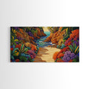 Jungle Cove, Bright, Canvas Print, Lush tropical jungle path to sea, Dining Room Wall Art, nature artwork, bohemian coastal print