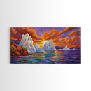 Iceberg Ocean, Sunset, Arctic, Canvas Print, Nature Wall Art, Vibrant Seascape Painting, Winter Decor Accent, Living Room Display