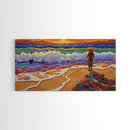 Sunset Ocean, Solitude, Framed Canvas Print, Peaceful Beach Sunset Art, Serene Mindfulness Coastal Decor, Zen Living Room Artwork