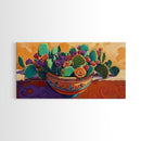 Cactus, Succulent, Pottery, Flowers, Canvas Print southwestern kitchen wall art, vibrant decor, colorful succulent painting