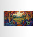 Forest Fall, Colorful, Leaves, Framed Canvas Print bold woodland foliage design, vibrant autumn landscape art, hallway wall accent
