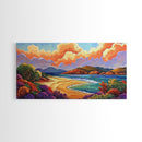 Beach Clouds, Coastal, Pastel, Framed Canvas Print soft tropical seascape painting, ocean view boho art, serene living room print