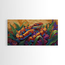 Colorful Snake, Nature, Framed Canvas Print, Jungle Reptile Wall Art, Tropical Home Decor, Bold Wildlife Art, Bedroom Accent, Boho Style