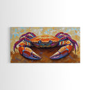 Crab Beach, Bold, Colorful, Coastal Sea Life Framed Canvas Print, Bathroom Wall Art, Nautical Art, Beach House Decor, Ocean Art