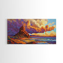 Sunset Clouds, Ocean, Cliffs, Framed Canvas Print, dramatic seascape art, Southwestern home decor, moody living room wall art