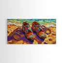 Shoes Beach, Jewelry, Colorful, Framed Canvas Print, southwest fashion art, boutique style, walk-in closet art, fashion studio wall art