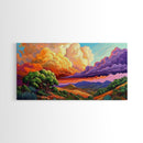 Desert Mountains, Sky, Sunset Clouds, Framed Canvas Print, Colorful Landscape Art, Office Wall Decor, Western Scenery, Autumn Vibes