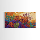Succulent, Desert, Bloom, Sunset, Framed Canvas Print, Cactus boho art, colorful desert wall decor, Southwestern kitchen wall art