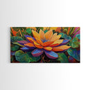 Lotus Bloom, Garden, Art, Framed Canvas Print, Vibrant lotus flower artwork, zen boho decor, meditation room or bathroom wall art