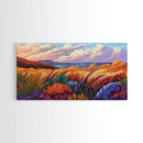 Golden Field, Coastal Landscape, Sunset, Colorful Grass, Ocean View, Large Wall Art, Living Room Wall Art, Canvas Print, Nature Decor