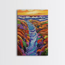 Ocean Tidepool, Rainbow, Shoreline, Canvas Print vivid shoreline tidepool painting, colorful abstract coastal artwork, ocean bathroom wall art