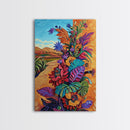 Desert Blooms Roadside, Boho, Framed Canvas Print, Wild Desert Bloom Art, Colorful Flower Canvas, Garden Wall Decor, Southwest Living Room