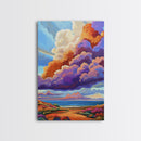 Majestic Cloudscape Art, Sunset Beach Painting, Bold Sky Print, Dreamy Nature Decor, Framed Canvas Print, Living Room Wall Art, surreal art