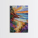Coastal Sunset, Tropical Beach, Colorful Seascape, Ocean Art, Framed Canvas Print, Vibrant wall decor, Bathroom Wall Art, boho art