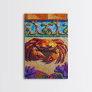 Colorful Crab, Coastal Tile Art, Beachy Wall Accent, Nautical Style, Kitchen Wall Art, Seaside Decor, Canvas Print, Tropical Vibe