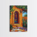 Spanish Doorway Scene, Rustic Home Art, Desert Vibes, Warm Entryway Decor, Framed Canvas Print, Southwestern Kitchen Wall Art