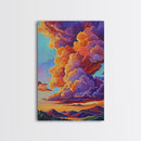 Clouds Sunset, Skies, Mountains, Framed Canvas Print dramatic sky art, colorful cloudscape painting, Bedroom Wall Art, dreamy wall decor