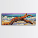 Driftwood Beach, Ocean Wave Art, Coastal Wall Art, Framed Canvas Print, Nature Home Decor, Relaxing Bathroom Art, Bedroom Art