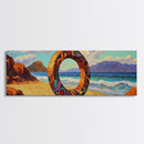 Vibrant Ocean Ring, Bold Coastal Art, Fantasy Beach Scene, Canvas Print, Modern Living Room Wall Art, Surreal Landscape Art