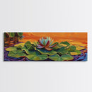 Lotus Flower, Serene Sunset, Water Lily, Zen Art, Framed Canvas Print, spa wall decor, yoga room art, calming peaceful painting