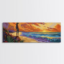 Ocean Sunset, Traveler View, Warm Colors, Beach Adventure, Framed Canvas Print, Wanderlust Wall Art, Bedroom Accent, Nature Lover Gift