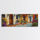 Hacienda Courtyard, Rustic Charm Art, Southwest Home Decor, Floral Garden Wall Accent, Framed Canvas Print, Dining Room Style