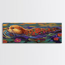 Whimsical Otter, Floral Animal, Playful River, Canvas Print, cute otter painting, animal nursery decor, boho animal print