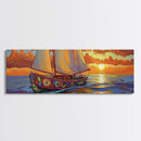 Sunset Sailboat Dream, Vibrant Ocean Painting, Nautical Coastal Wall Art, Canvas Print, Beach House Decor, Living Room Statement Piece