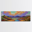 Serene River Sunset, Colorful Landscape Reflection, Nature Wall Scene, Framed Canvas Print, Bedroom Wall Art, Calming Scenic Artwork