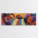Mexican Blanket Table, Colorful Still Life, Canyon View, Canvas Print, Kitchen Wall Art, Folk Style Decor, Boho Dining Room Art