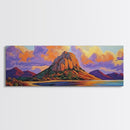 Mountain Coast, Sunset Glow, Majestic Landscape, Vibrant Horizon, Framed Canvas Print living room mountain wall art, rustic scenic decor