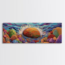 Ocean Splash, Bold Rocks, Sunset Colors, Canvas Print, Vibrant Coastal Art, Abstract Seaside Decor, Living Room Wall Art, Boho Vibes