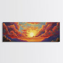 Sunset Serenity Sky, Mountain Glow Art, Dreamy Landscape Painting, Canvas Print, Peaceful Wall Decor, Living Room or Meditation Space