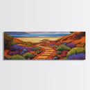 Ocean Pathway, Coastal Garden, Beach Vibes, Framed Canvas Print, Tropical Wall Art, Seaside Landscape, Boho Living Room Decor