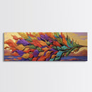 Rainbow Leaf, Nature Abstract, Coastal Breeze, Vibrant Palette, Framed Canvas Print, boho beach decor, colorful fall wall art, living room accent