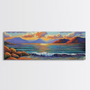 Tranquil Sunset Waves, Ocean Horizon Scene, Coastal Landscape Wall Art, Canvas Print, Relaxing Living Room Decor, Beach House Artwork