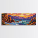 Sunset Coastal Waves, Bold Seascape Painting, Vibrant Ocean Scene, Framed Canvas Print, Beach Wall Art, Nautical Living Room Decor