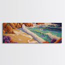 Ocean Waves Beach, Colorful Surf Art, Coastal Landscape, Seaside View, Canvas Print, Bathroom Wall Art, Nautical Theme, Vibrant Art
