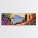 Adobe House View, Desert Coastal Path, Southwest Landscape, Mountain Ocean Art, Canvas Print, Kitchen Wall Art, Warm Boho Style