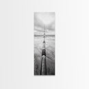 Pipeline Perspective, Industrial Seascape, Grunge Aesthetic, Framed Canvas Print, Coastal industrial art, Minimalist hallway decor, Monochrome print