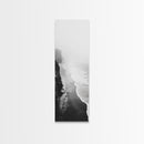 Foggy Cliffs, Ocean Shoreline, Monochrome Beach, Canvas Print, Black and white beach art, Coastal minimalist hallway decor, Modern seascape gift