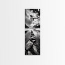 Mountain Stream, Stone Path, Black and White Nature, Scenic Landscape, Framed Canvas Print, Modern Cabin or Rustic Wall Decor, Office Art