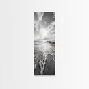 Ocean Foam, Morning Light, Tranquil Seashore, Black and White Coastal Print, Canvas Print, Minimalist Bathroom Print, Entryway Wall Art