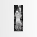 Ocean Cave, Tranquil Waters, Cloudy Sky, Coastal Wall Art, Canvas Print, Black and White Nature Decor, Modern Beach House Wall Art