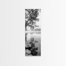 Misty Lake, Tree Reflection, Tranquil Morning, Framed Canvas Print, Bedroom Wall Art, Serene Nature Photography, Minimalist Art Style