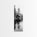 Cabin Reflection, Still Water, Forest Escape, Nature Retreat Art, Framed Canvas Print, Lakehouse Decor, Fall Cabin Scene, Cozy Rustic Wall Art