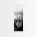 Minimalist Lotus, Zen Flower, Misty Pond, Tranquil Nature, Monochrome Botanical Framed Canvas Print, Bedroom Meditation Wall Decor