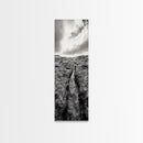 Lava Rock Path, Ocean Texture, Earth Flow, Framed Canvas Print, Coastal Bathroom Decor, Minimalist Natural Art, Moody Landscape Print