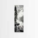Mountain Lake Peace, Still Water View, Nature Escape, Framed Canvas Print, Living Room Wall Art, Nordic Cabin Decor, Minimal Landscape